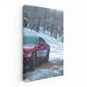 Red Dodge in Snowy Weather - Bold and Adventurous Ride