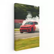 Red Dodge on Highway - Speed and Style