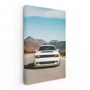 White Dodge Conquering Mountain Roads - Bold and Powerful