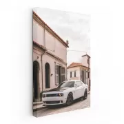 Vintage Dodge in White - Old Town Charm, Classic Ride