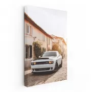 Old White Dodge in Quaint Town - Classic Elegance