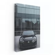 Sleek Black Lexus by Glass Building - Elegance in Motion