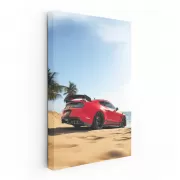 Matte Red Mustang GT500 at Beach - Bold and Powerful