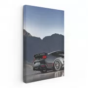 Black Mustang Roaring Through Mountain Roads - Power Unleashed