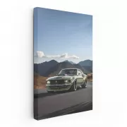 Green Mustang Roaming Mountain Roads - Power and Freedom