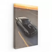 Vintage Black Mustang at Sunset - Classic Elegance