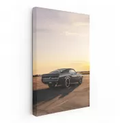 Classic Black Mustang at Sunset - Timeless Elegance