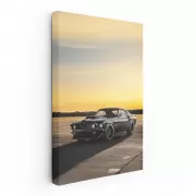 Classic Black Mustang at Sunset - Timeless Elegance