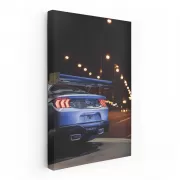 Nighttime Journey: Mustang Roars on Road - Power Unleashed