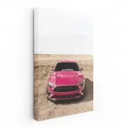 Pink Mustang in Mountain Scene - Bold and Adventurous