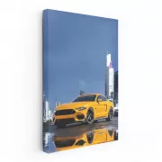 Yellow Mustang by Night City - Power and Elegance