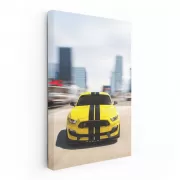 Vibrant Yellow Mustang Roams Urban Jungle - Bold & Free