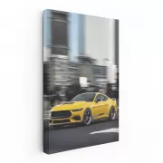 Yellow Mustang Roaring Through City - Bold & Dynamic