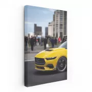 Yellow Mustang Roaring Through Urban Streets - Bold and Fierce