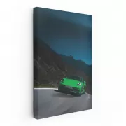 Green Porsche 718 at Dusk in Mountains - Sporty Elegance