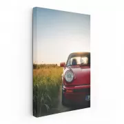 Vintage Porsche 911 at Sunset in Field - Classic Elegance