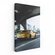 Porsche GT3 in Yellow with Urban Skyline - Power and Precision