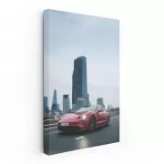 Red Porsche in Urban Landscape - Power and Elegance