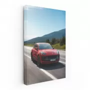 Red Porsche on Scenic Road - Sports Car Icon