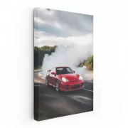 Porsche with Red Smoke - Dynamic Elegance and Speed