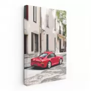 Red Porsche 959 in Historic Town - Classic Elegance