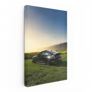 Sleek Black Cadillac in Field - Timeless Elegance