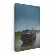 Black Cadillac in Rain - Sleek and Powerful Ride