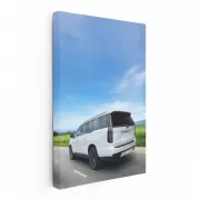 White Cadillac Cruising Highway - Elegance in Motion