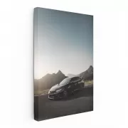 Black Honda Civic in Mountainous Terrain - Sleek Adventure