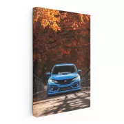 Blue Honda Civic in Autumn Park - Sleek and Stylish Ride