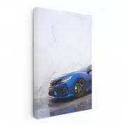 Blue Honda Civic on Marble - Stylish and Sleek Design