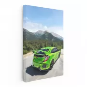 Green Honda Civic in Mountain Scenery - Stylish and Reliable