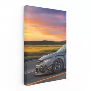 Grey Honda Civic at Sunset - Elegant Performance