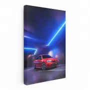Radiant Red Honda Civic in Neon Light - Bold and Dynamic