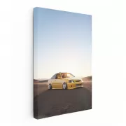 Yellow Honda Civic in Desert - Vibrant Adventure Drive