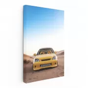 Yellow Honda Civic in Desert - Bold and Adventurous