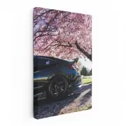 Black Honda Civic Under Cherry Blossoms - Elegant and Timeless