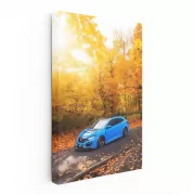 Blue Honda Civic in Autumn Woods - Compact Powerhouse