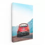Red Honda Civic in Mountainous Landscape - Sporty and Bold