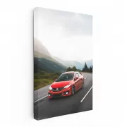 Red Honda Civic with Mountain View - Sporty Elegance