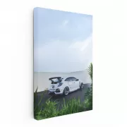 White Honda Civic in Parking Lot - Sleek and Stylish Ride