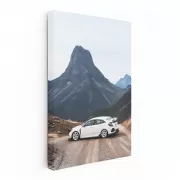 White Honda Civic Cruising Mountain Roads - Sleek Performance