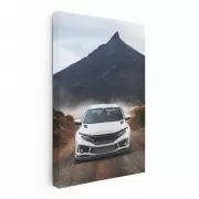 White Honda Civic Cruising Mountain Roads - Adventure Awaits