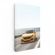 Yellow Honda Civic by Ocean - Sleek and Stylish Ride